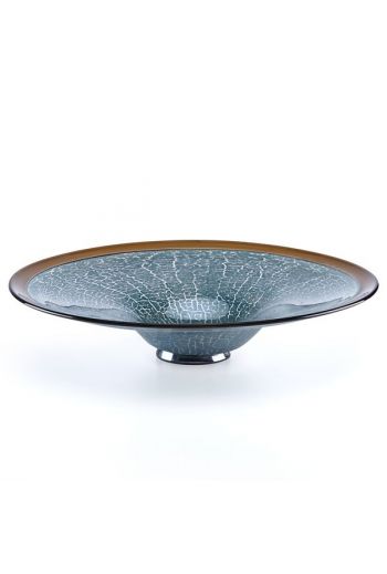 Lenox Blue Crackled Art Glass Bowl 