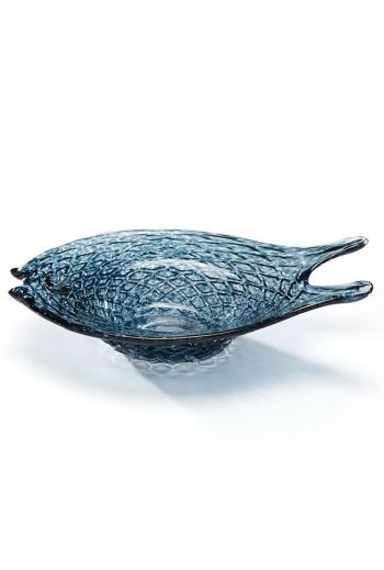 Lenox Blue Speckled Fish Art Glass Bowl 