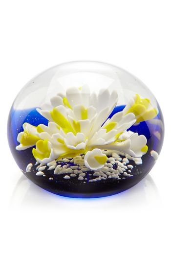 Lenox Springtime Flower Art Glass Paperweight 