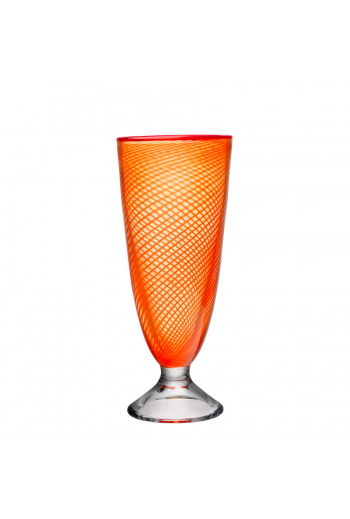 Kosta Boda Red Rim Vase (footed, orange)