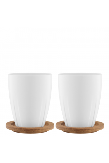 Kosta Boda Bruk Porcelain Mug With Oak Lid (pair)