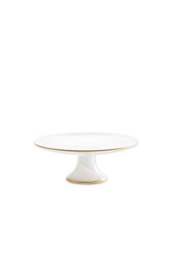 ALABASTER WHITE W/ GOLD EDGE SMALL FOOTED CAKE STAND