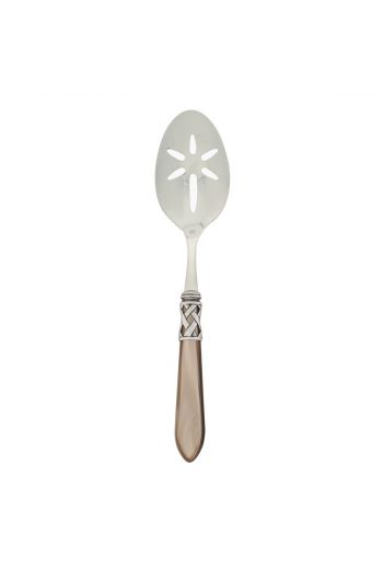 Vietri Aladdin Antique Taupe Slotted Serving Spoon