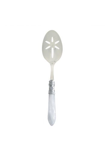 Vietri Aladdin Brilliant White Slotted Serving Spoon