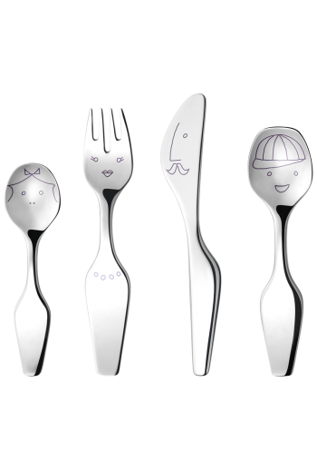 Georg Jensen Alfredo The Twist Family, 4 Pcs. Cutlery Set Mirror Polished Stainless Steel - H: 120-155 mm