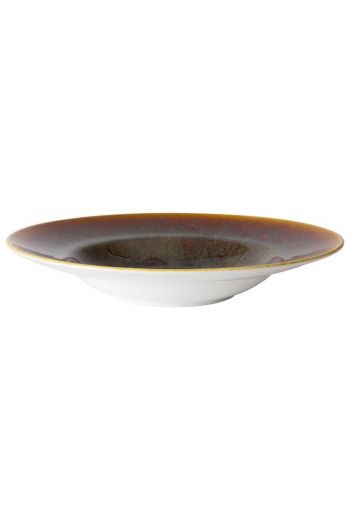 Royal Crown Derby Art Glaze - Flamed Caramel 10.5" Rimmed Bowl