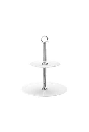 Georg Jensen Bernadotte White Porcelain and Stainless Steel Étagére - H: 11.3 inches. Ø: 9.45 inches. 