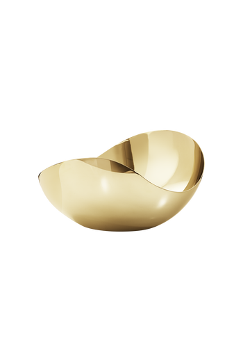 Georg Jensen Bloom 18 Kt. Gold Plated Stainless Steel Tall Bowl, Large - H: 6.02 inches. W: 10.94 inches. D: 8.11 inches.