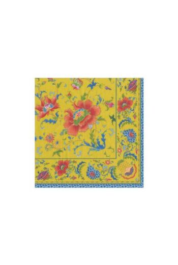 Caspari Chinese Ceramic Paper Cocktail Napkins in Imperial Yellow - 20 Per Package - 5" x 5" napkin
