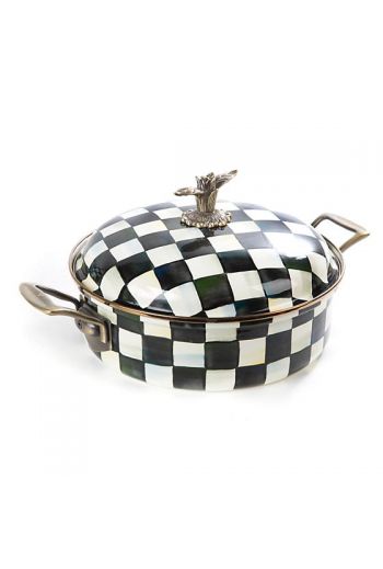 MacKenzie-Childs Courtly Check Enamel 5 Qt. Casserole - 12" dia., 16.5" wide, 7" tall