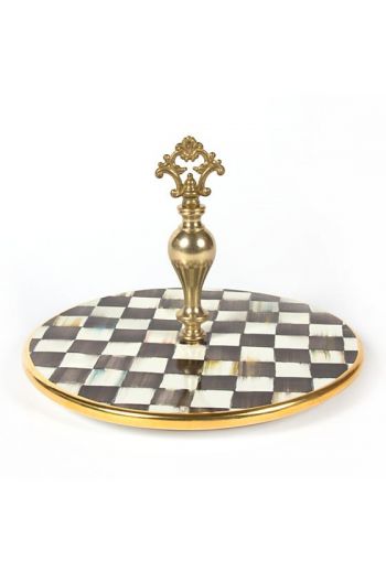 MacKenzie-Childs Courtly Check Cheese Course - 12" dia., 8.5" tall, 1" deep