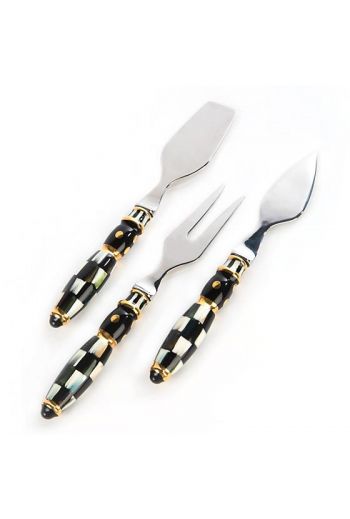 MacKenzie-Childs Courtly Check 3 Pc Cheese Knife Set - 5.25" long