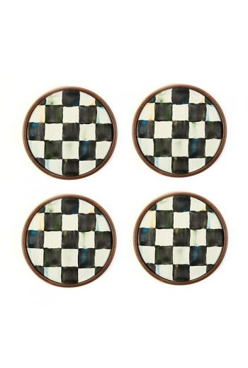 MacKenzie-Childs Courtly Check Set of 4 Coasters - 3.75" dia.