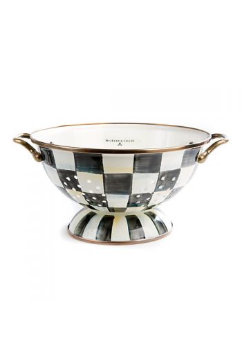 MacKenzie-Childs Courtly Check Enamel Large Colander - 9.5" dia., 11.5" wide, 5.5" tall