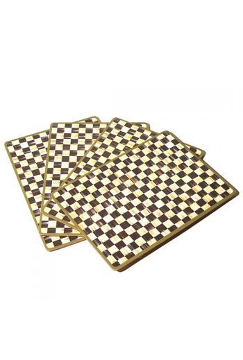 MacKenzie-Childs Courtly Check  Set of 4 Cork Back Placemats - 16" wide, 11.5" long. Set of 4