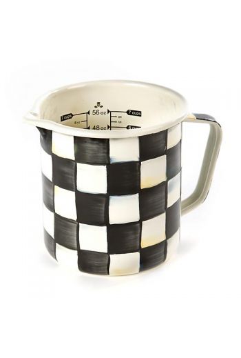 MacKenzie-Childs Courtly Check Enamel Measuring Cup - 5" dia., 8" wide, 5.75" tall, 7 cup capacity