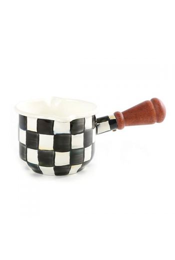 MacKenzie-Childs Courtly Check Enamel Butter Warmer - 4.25" dia., 8" wide, " long, 3.25" tall, 2 cup capacity