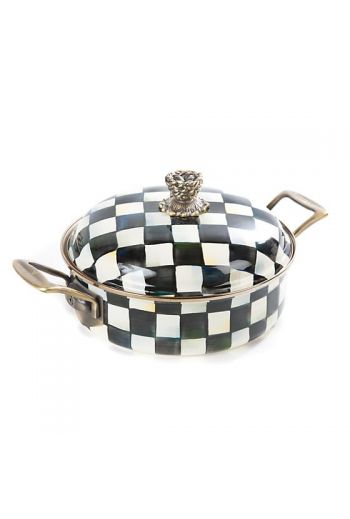 MacKenzie-Childs Courtly Check Enamel 3 Qt. Casserole - 10.25:" dia., 14.75" wide, 6.25" tall