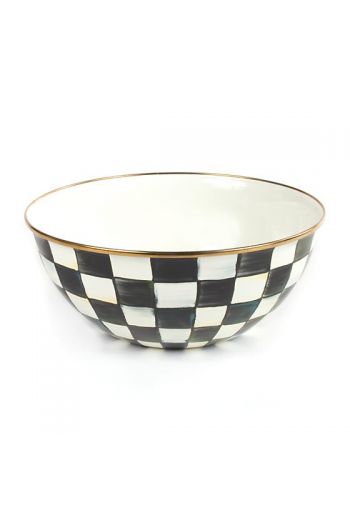 MacKenzie-Childs Courtly Check Enamel Everyday Large Bowl - 11" dia., 4.75" tall, 16 cup capacity