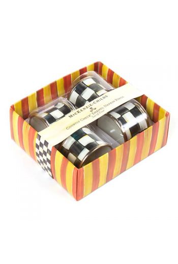 MacKenzie-Childs Courtly Check Enamel Set of 4 Napkin Rings - 2" dia.