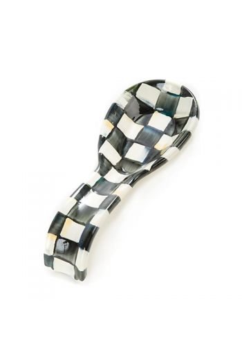 MacKenzie-Childs Courtly Check Enamel Spoon Rest - 8.5" long, 1.5" tall