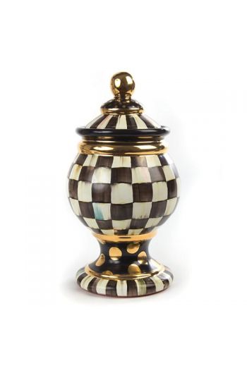 MacKenzie-Childs Courtly Check Globe Canister - 8" dia., 14" tall, 12 cup capacity