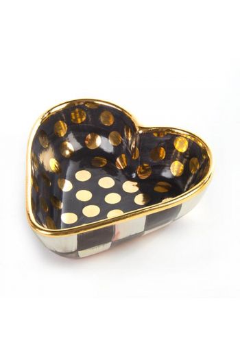 MacKenzie-Childs Courtly Check Heart Bowl - 5.5" wide, 5.5" long, 2" tall, 1 cup capacity