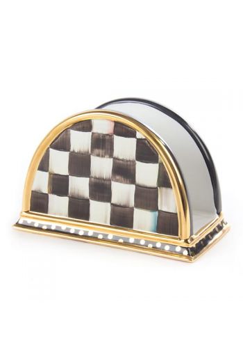 MacKenzie-Childs Courtly Check Napkin Holder - 3.75" wide, 6.75" long. 4.25" tall