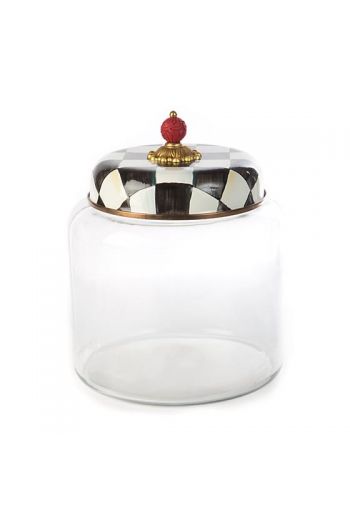 MacKenzie-Childs Courtly Check Big Storage Canister -8.5" dia., 9.5" tall, 1.5 gallon capacity