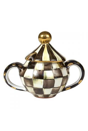 MacKenzie-Childs Courtly Check Sugar Bowl with Lid - 6.5" dia., 5.5" tall, 8 oz. capacity