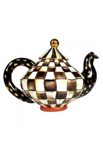 MacKenzie-Childs Courtly Check Teapot - 12" wide (spout to handle), 8.5" tall, 64 oz. capacity