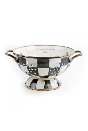 MacKenzie-Childs Courtly Check Enamel Small Colander - 6.25" dia., 3.5" tall, 1 qt. capacity