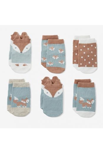 Elegant Baby Fox Baby Boy Non Slip Sock Set  - 6 Pack