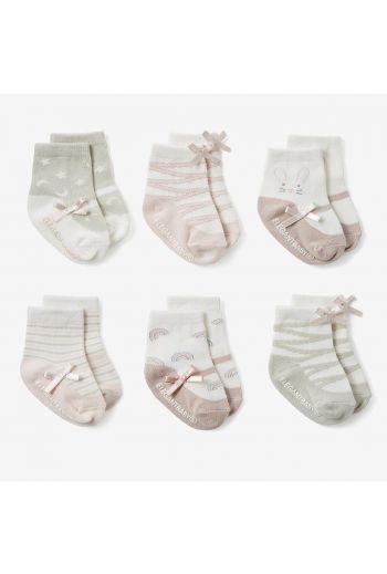 Elegant Baby Maryjane Pink Non Slip Sock Set  - 6 Pack