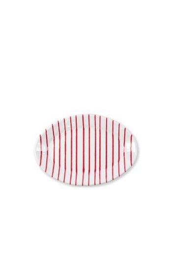 STRIPE RED SMALL OVAL PLATTER