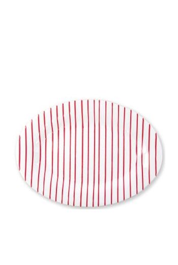 Stripe Red Medium Oval Platter