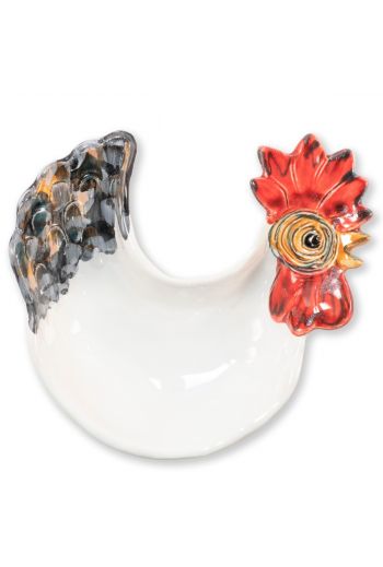Vietri Fortunata Rooster Figural Footed Small Bowl