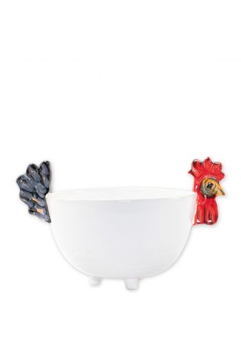 Vietri Fortunata Rooster Figural Footed Deep Bowl