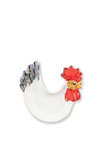 Vietri Fortunata Rooster Figural Footed Small Dipping Plate