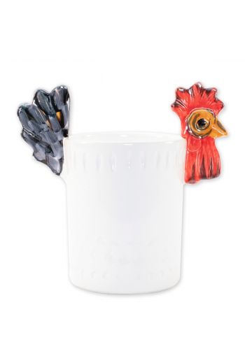 Vietri Fortunata Rooster Figural Utensil Holder