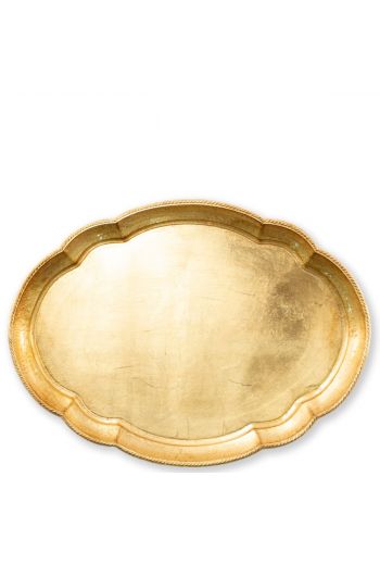 Vietri Florentine Wooden Accessories Gold Large Oval Tray