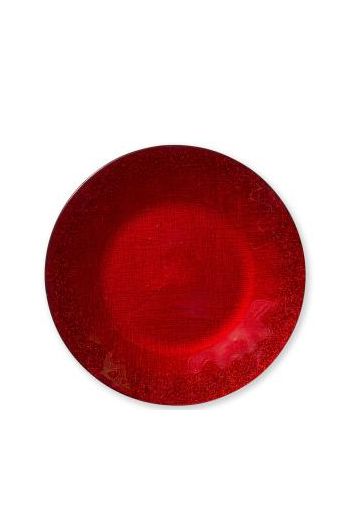 GLITTER GLASS RED SERVICE PLATE/CHARGER