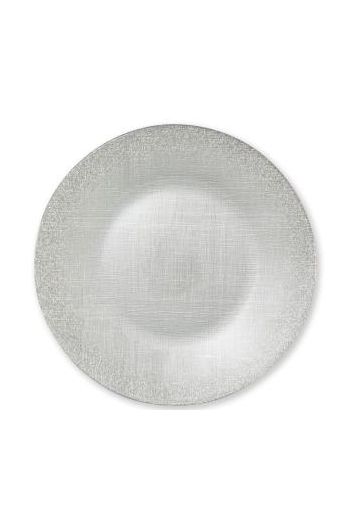 GLITTER GLASS SILVER SERVICE PLATE/CHARGER