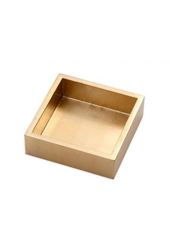 Caspari Lacquer Cocktail Napkin Holder in Gold - 6" Sq. x 2.2" H