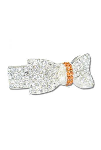 Silver Bow with Orange Center Napkin Ring