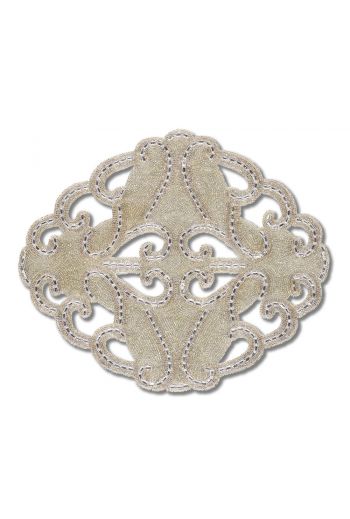 Silver Hand Beaded Art Deco Circular Cut Out Lace Placemat