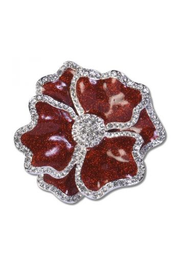 Red Sparkles Flower Napkin Ring with Crystal Border