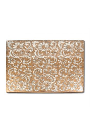 Silver and Tan Glass Lace Mirror Placemat