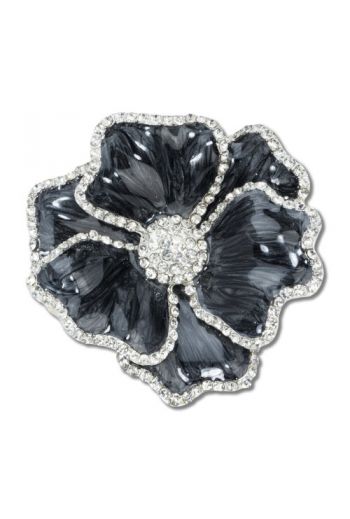 Black Flower Napkin Ring with Crystal Border