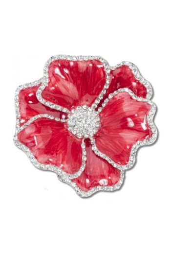 Red Flower Napkin Ring with Crystal Border
